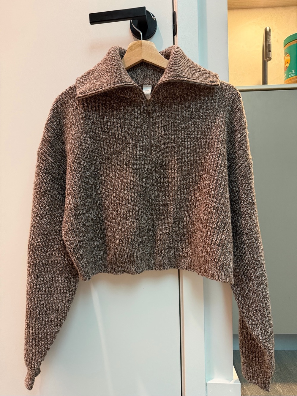 Alo Cashmere Blend Cropped 1/4 Zip Sweater